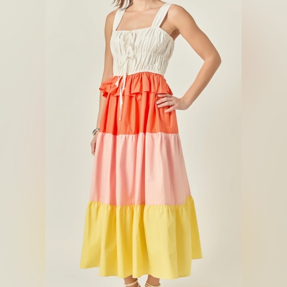 NWOT ENGLISH FACTORY White,Orange and yellow Maxi Dress in XS - Picture 2 of 10
